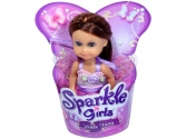 Sparkle Girlz - Barna hajú lila ruhás tündér baba - 10 cm,  6 éveseknek