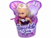 Sparkle Girlz - Szőke hajú lila ruhás tündér baba - 10 cm ,  6 éveseknek